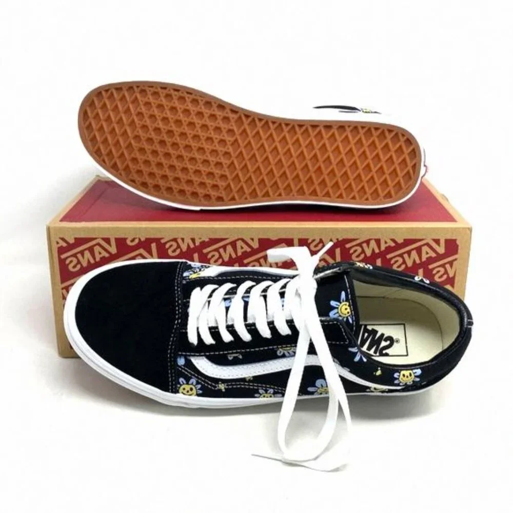 VANS Old Skool Low Top Black Floral Suede Canvas VN0A5JMIY23 Sneakers Size Women